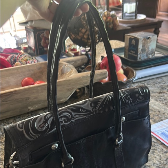 Patricia Nash Black Leather Tooled Western Black Leather Bag EUC - Picture 7 of 7